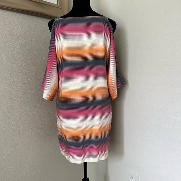 Trina Turk Cold Shoulder Summer Stripes Mini Dress - Picture 5 of 7